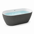 Vasca da bagno ovale freestanding in acrilico nero e bianco, 170 × 80 × 58 cm, con troppopieno