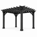 Pergola autoportante in legno nero 300 × 300 × 250 cm con tetto aperto a griglia