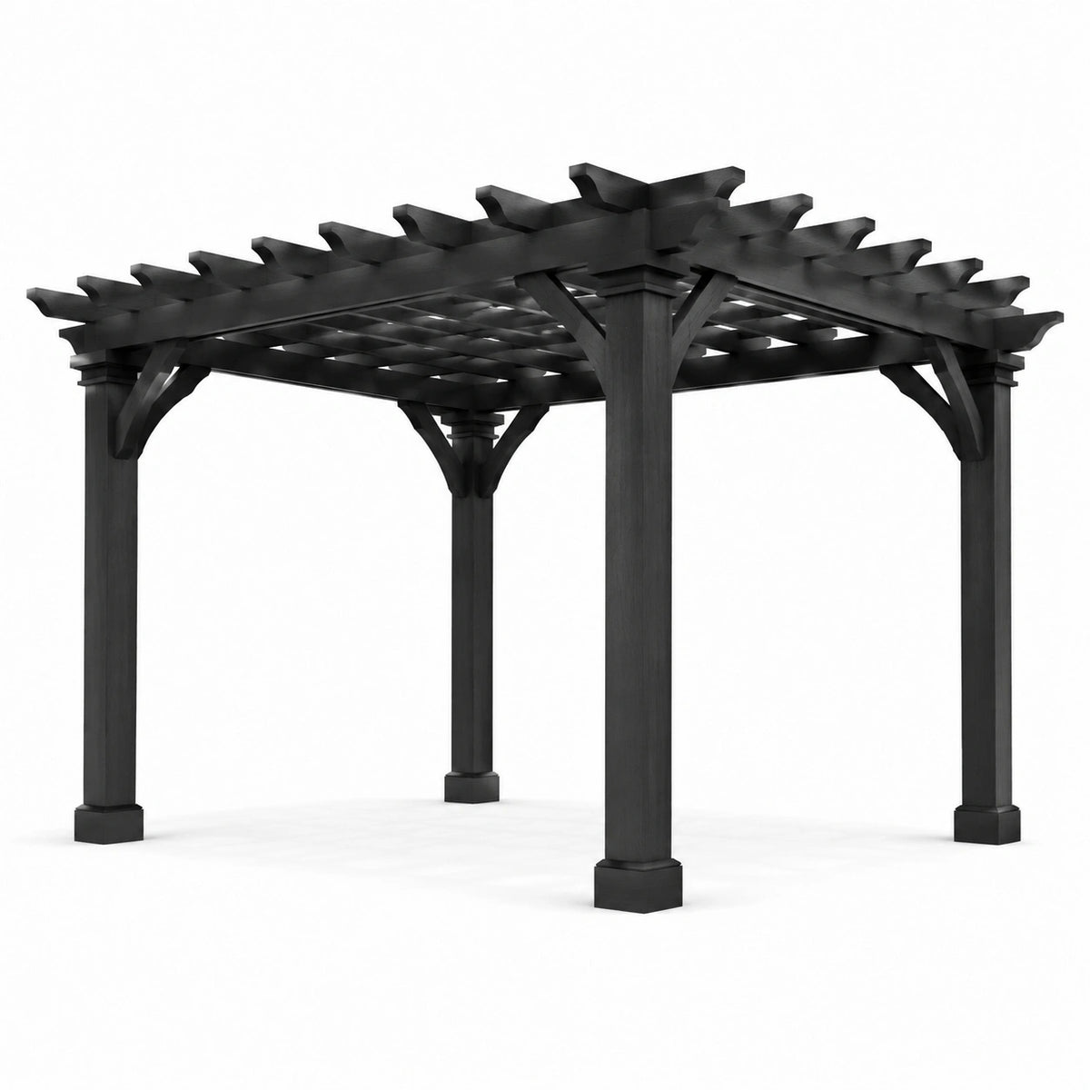 Pergola autoportante in legno nero 300 × 300 × 250 cm con tetto aperto a griglia