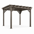 Pergola autoportante in metallo marrone scuro con tetto aperto a lamelle, 400 × 300 × 270 cm