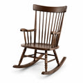 Sedia a dondolo classica in legno marrone scuro con schienale alto e braccioli, 68 × 88 × 113 cm