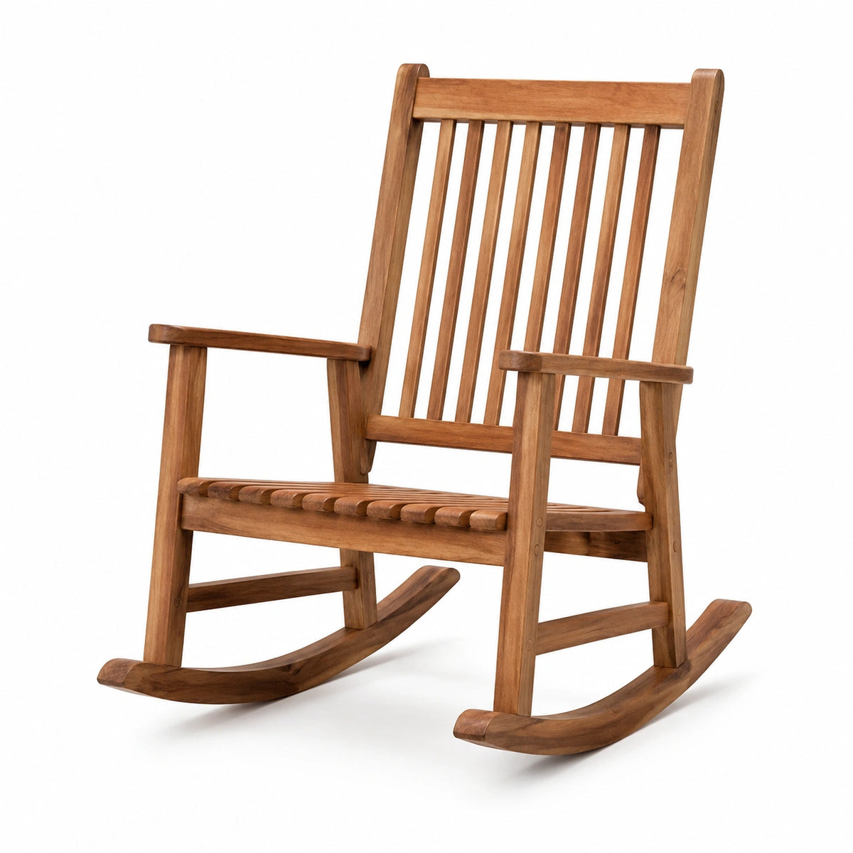 Sedia a dondolo classica in legno marrone con braccioli, 69 × 87 × 114 cm