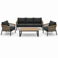Set da giardino 4 pezzi antracite, nero e marrone con divano 180 × 75 × 78 cm, 2 poltrone 72 × 75 × 78 cm e tavolino 105 × 55 × 40 cm