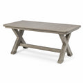 Tavolo da pranzo per esterni in legno grigio, 180 × 90 × 76 cm, piano a doghe e gambe a X