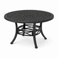 Tavolo rotondo da giardino nero Ø 120 × H 74 cm con piano traforato e foro per ombrellone
