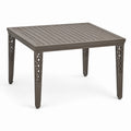 Tavolo quadrato da giardino in metallo marrone con piano a doghe, 101 × 101 × 74 cm