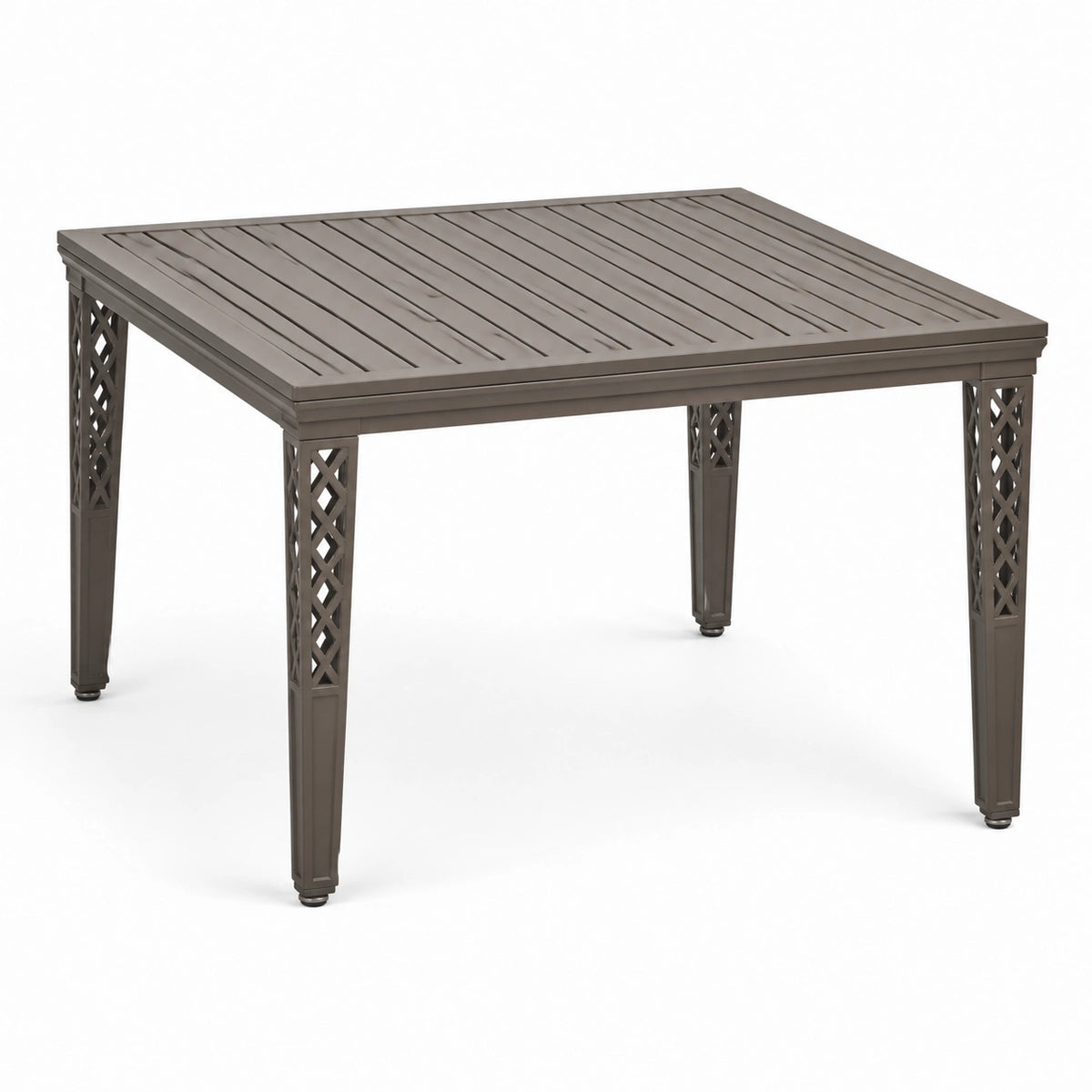 Tavolo quadrato da giardino in metallo marrone con piano a doghe, 101 × 101 × 74 cm